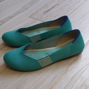 Rothys Ballet Flats Teal Blue White Stripe